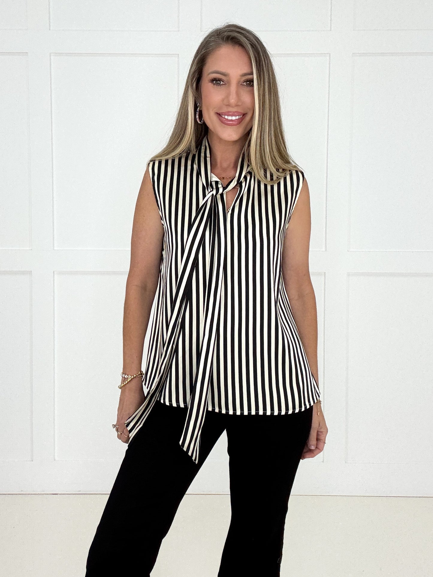 Black Preppy Perfection Blouse-100 Short Sleeves- Simply Simpson's Boutique is a Women's Online Fashion Boutique Located in Jupiter, Florida