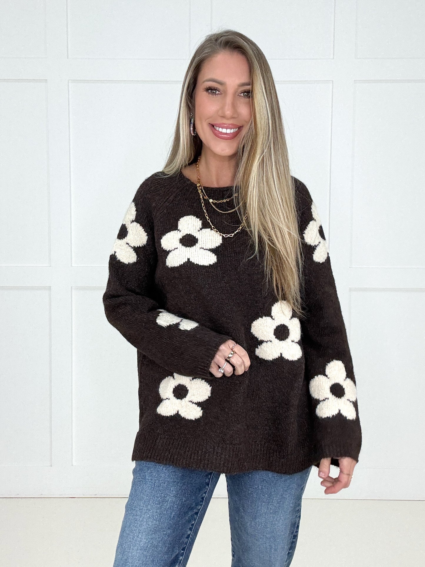 Daisy After Dark Sweater-150 Sweaters- Simply Simpson's Boutique is a Women's Online Fashion Boutique Located in Jupiter, Florida