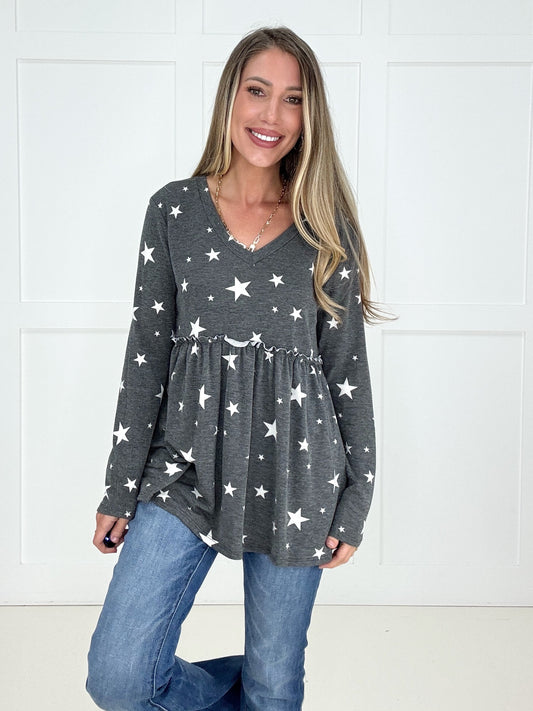 Charcoal Written In The Stars Babydoll Top