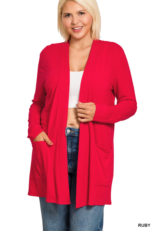 Slouchy Pocket Open Cardigan-170 Cardigans- Simply Simpson's Boutique is a Women's Online Fashion Boutique Located in Jupiter, Florida