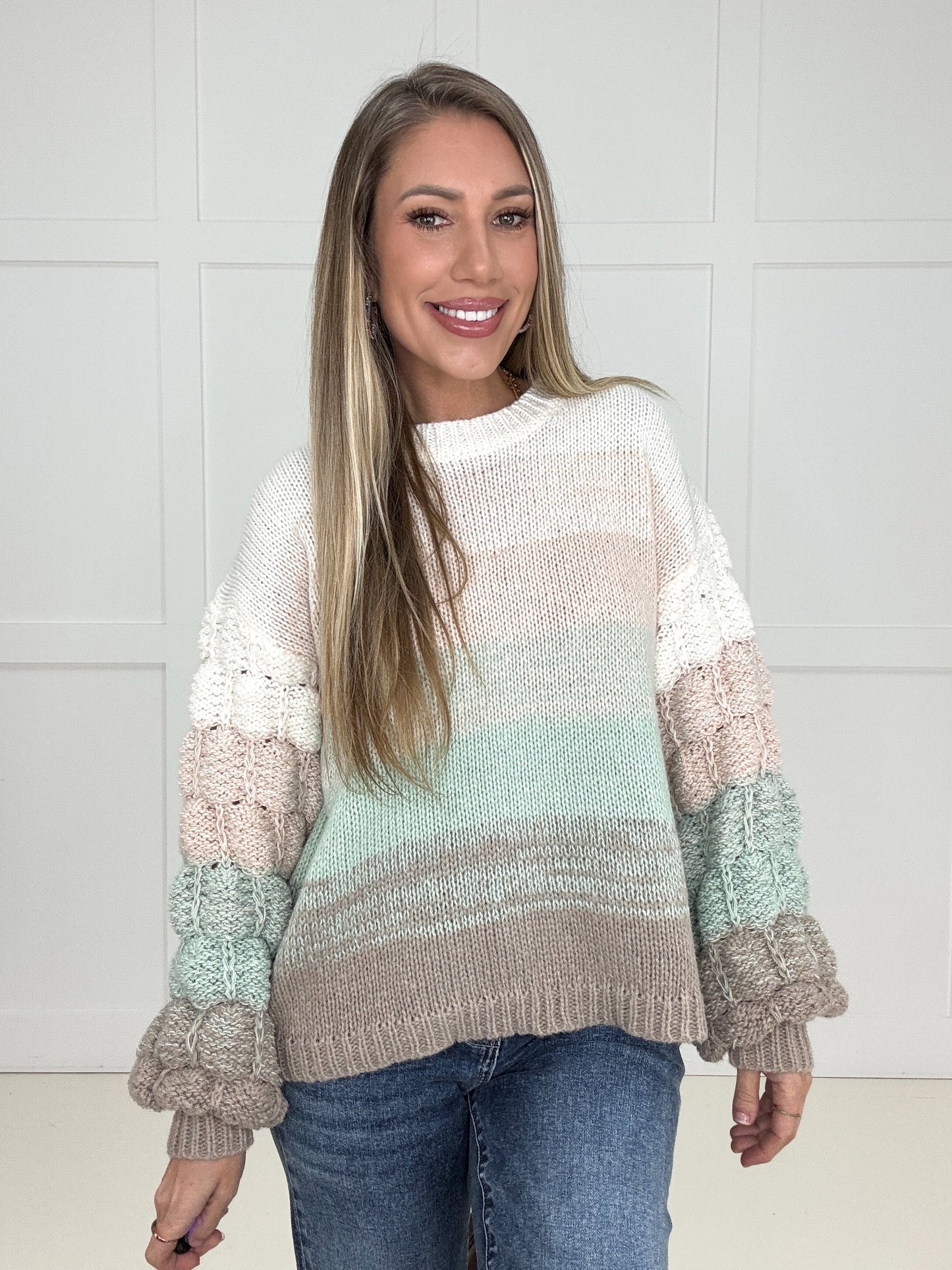 Mint Bubble Sweater-150 Sweaters- Simply Simpson's Boutique is a Women's Online Fashion Boutique Located in Jupiter, Florida