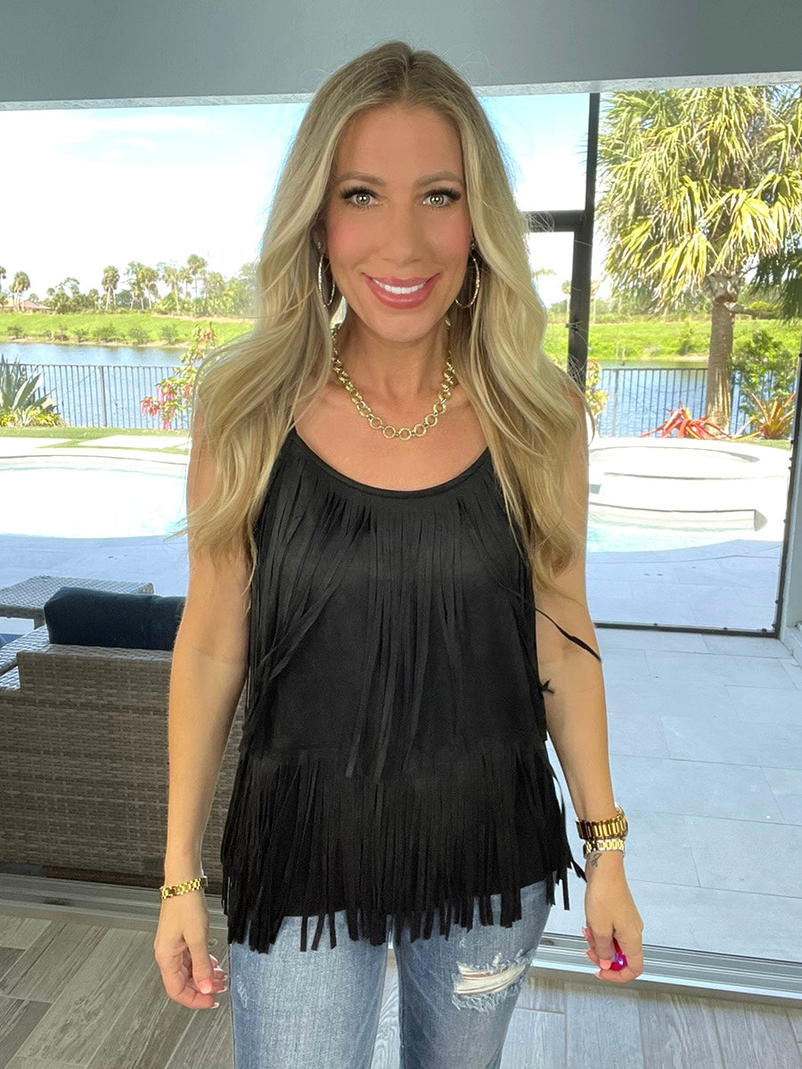 Cowboy Glam Fringe Tank-120 Sleeveless- Simply Simpson's Boutique is a Women's Online Fashion Boutique Located in Jupiter, Florida