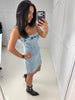 Raven Light Wash Denim Zip Up Dress
