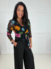 Floral Print Button Up Blouse Sheer Mesh Date Night Top
