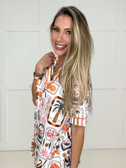 Shirley & Stone Coastal Cabana Pants Pajamas-220 Lounge wear/Pajamas- Simply Simpson's Boutique is a Women's Online Fashion Boutique Located in Jupiter, Florida