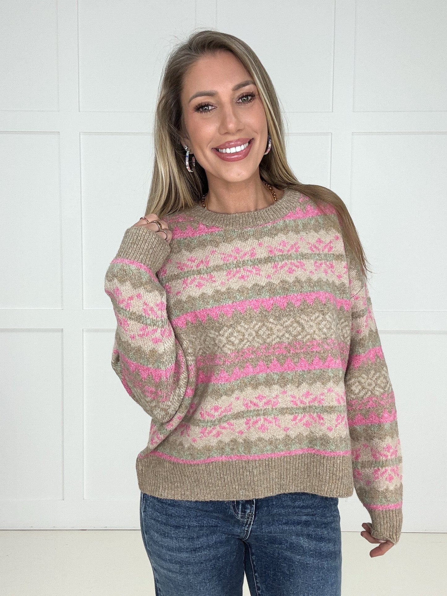 Pink Passion Fair Isle Sweater-150 Sweaters- Simply Simpson's Boutique is a Women's Online Fashion Boutique Located in Jupiter, Florida