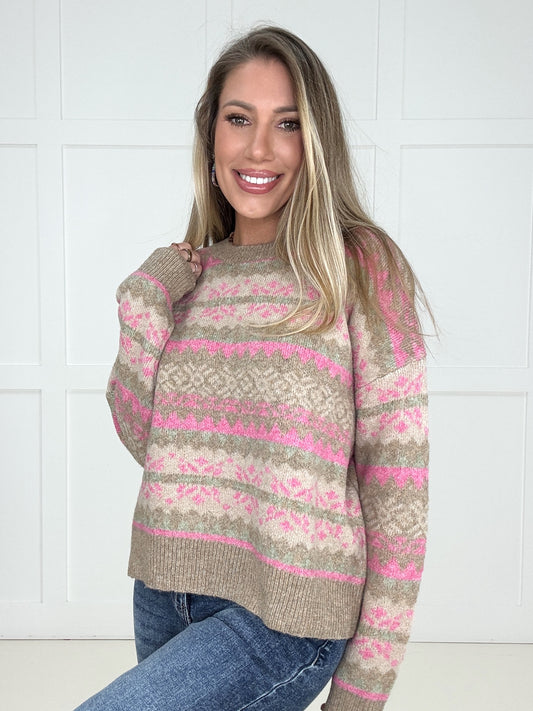 Pink Passion Fair Isle Sweater-150 Sweaters- Simply Simpson's Boutique is a Women's Online Fashion Boutique Located in Jupiter, Florida