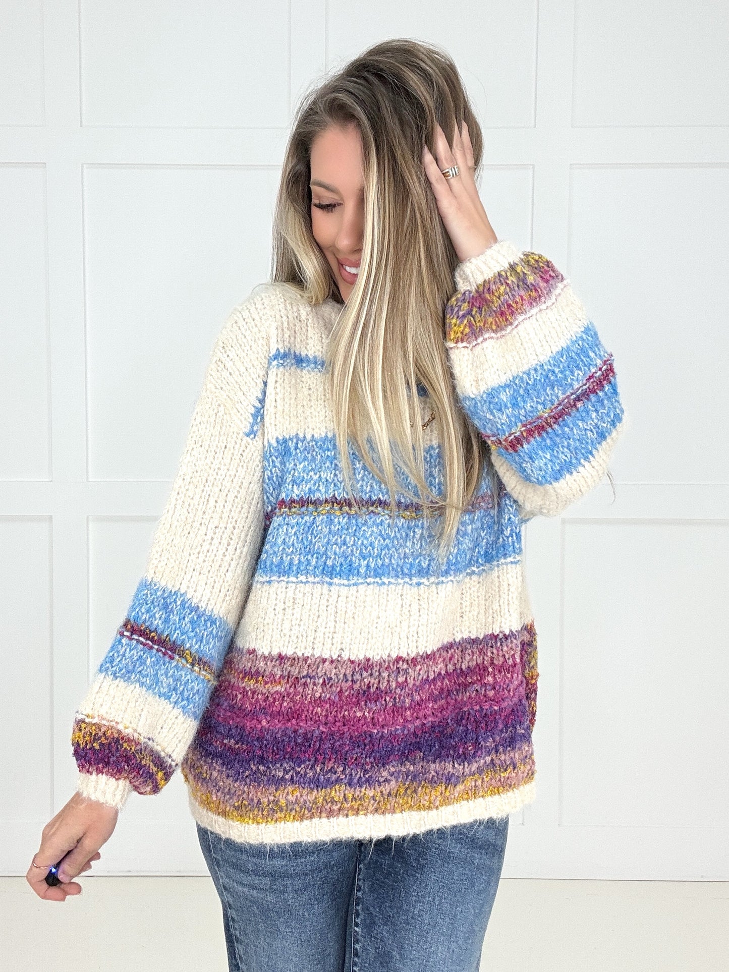Painted Skies Stripe Sweater-150 Sweaters- Simply Simpson's Boutique is a Women's Online Fashion Boutique Located in Jupiter, Florida