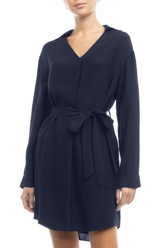 Kiara Belted V Neck Dress- Simply Simpson's Boutique is a Women's Online Fashion Boutique Located in Jupiter, Florida