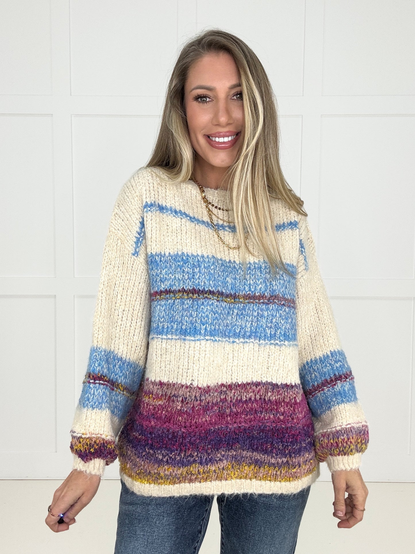 Painted Skies Stripe Sweater-150 Sweaters- Simply Simpson's Boutique is a Women's Online Fashion Boutique Located in Jupiter, Florida