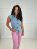 Brooke Light Denim Sleeveless Shirt- Simply Simpson's Boutique is a Women's Online Fashion Boutique Located in Jupiter, Florida