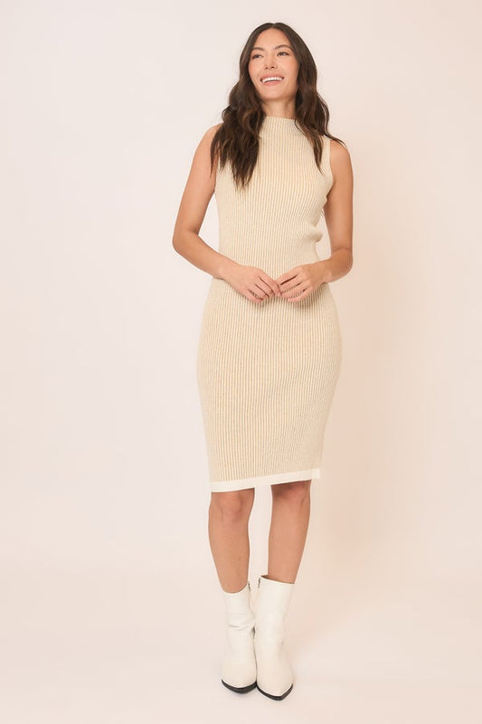 Clara Oatmeal Ribbed Sleeveless Midi Dress- Simply Simpson's Boutique is a Women's Online Fashion Boutique Located in Jupiter, Florida