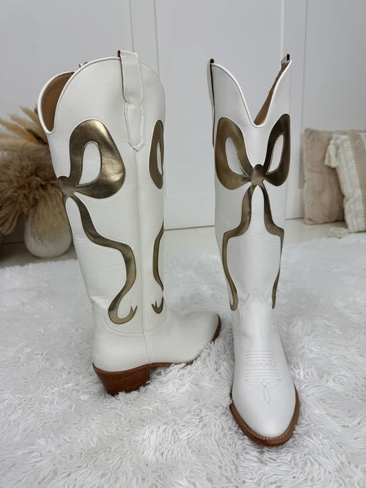Tall Gold Bow Boots-260 Shoes- Simply Simpson's Boutique is a Women's Online Fashion Boutique Located in Jupiter, Florida