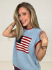 Blue American Babe Knit Top-100 Short Sleeves- Simply Simpson's Boutique is a Women's Online Fashion Boutique Located in Jupiter, Florida