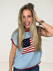 Blue American Babe Knit Top-100 Short Sleeves- Simply Simpson's Boutique is a Women's Online Fashion Boutique Located in Jupiter, Florida