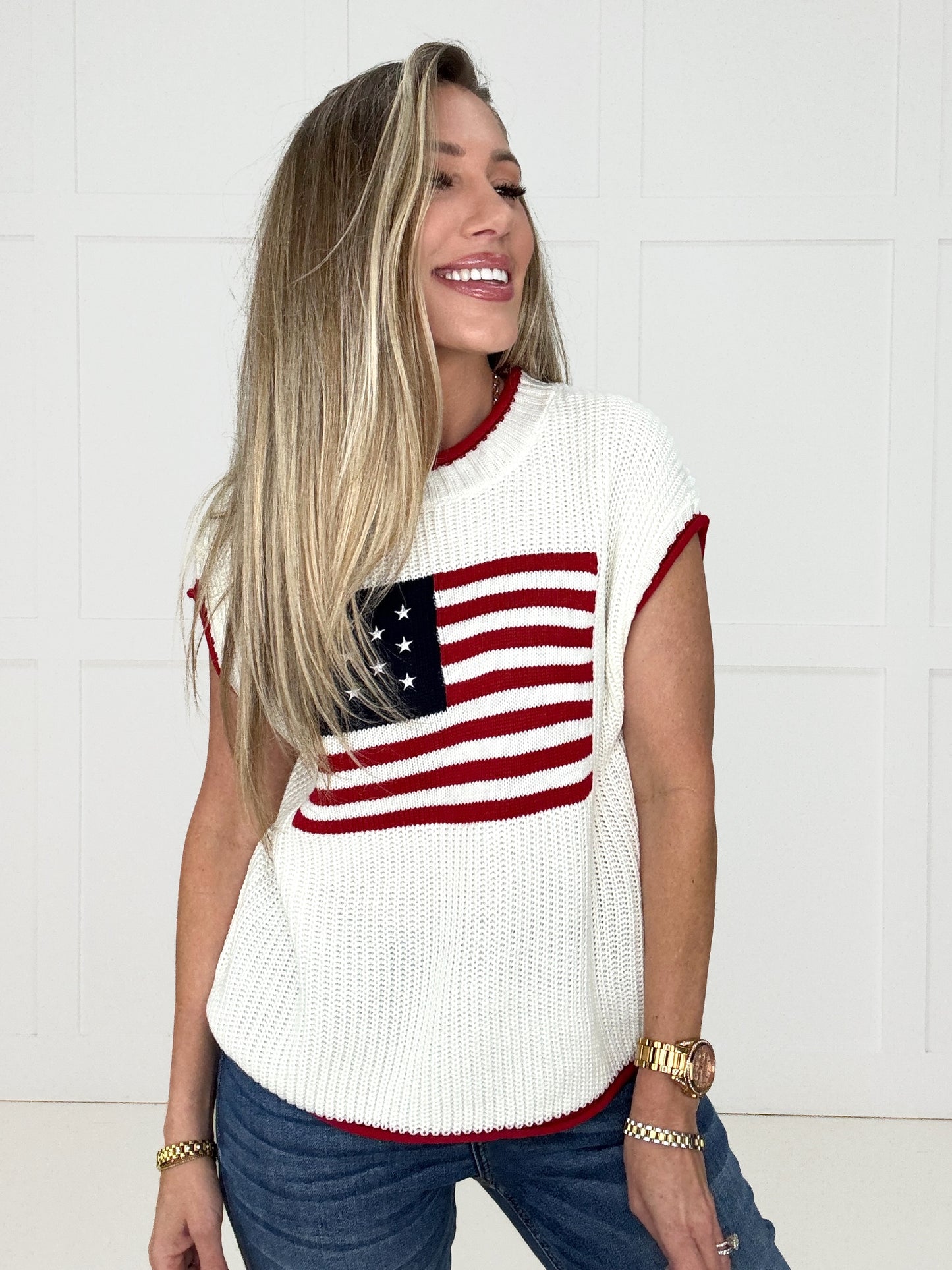 White American Babe Knit Top-100 Short Sleeves- Simply Simpson's Boutique is a Women's Online Fashion Boutique Located in Jupiter, Florida