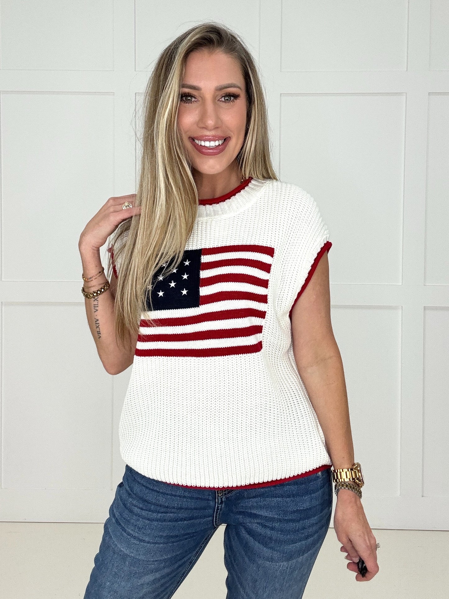 White American Babe Knit Top-100 Short Sleeves- Simply Simpson's Boutique is a Women's Online Fashion Boutique Located in Jupiter, Florida