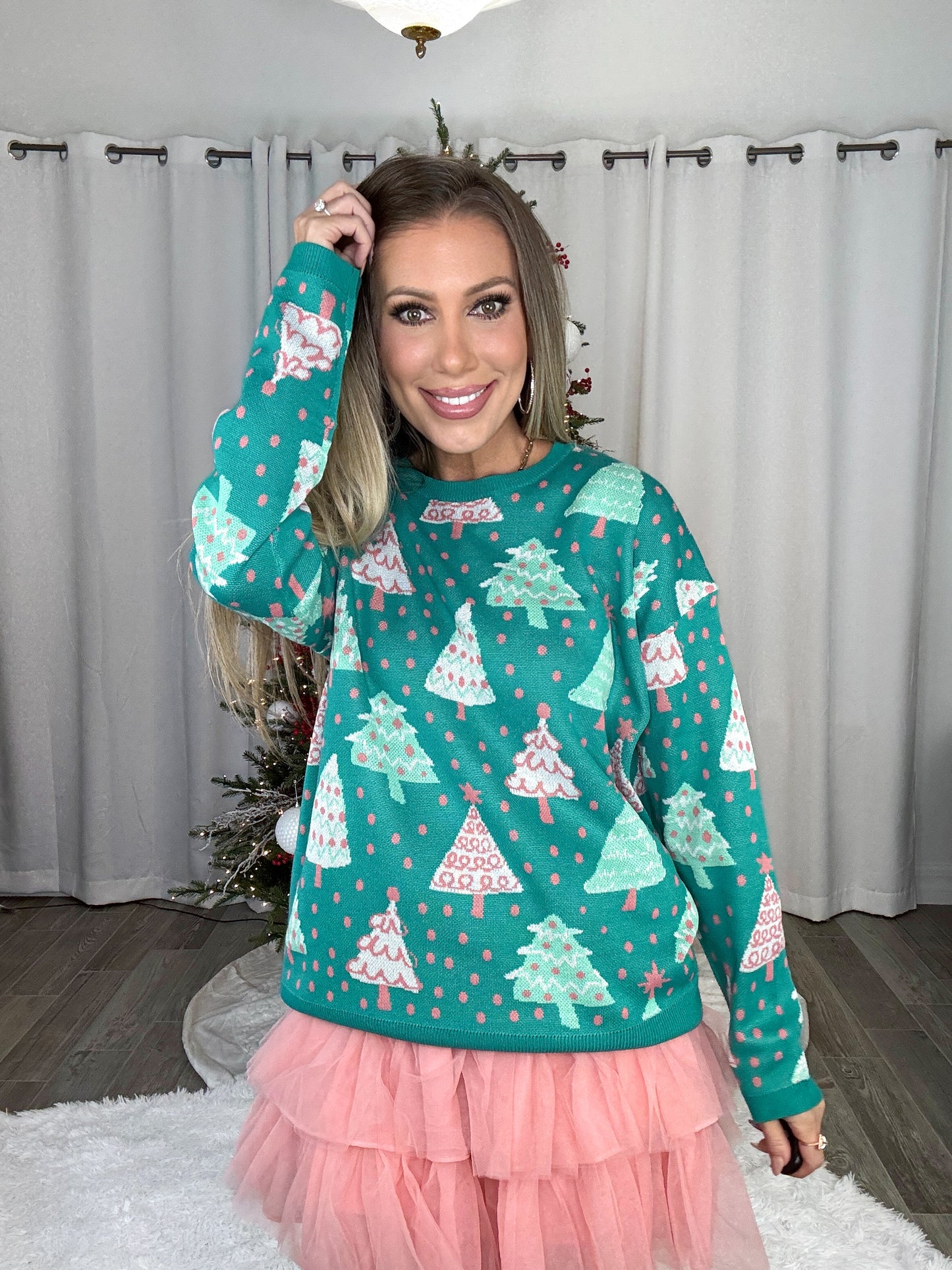 Dear Scarlett Christmas Tree Sweater-150 Sweaters- Simply Simpson's Boutique is a Women's Online Fashion Boutique Located in Jupiter, Florida