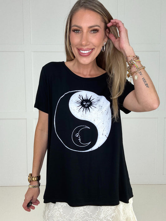 Celestial Yin Yang Graphic Tee-100 Short Sleeves- Simply Simpson's Boutique is a Women's Online Fashion Boutique Located in Jupiter, Florida