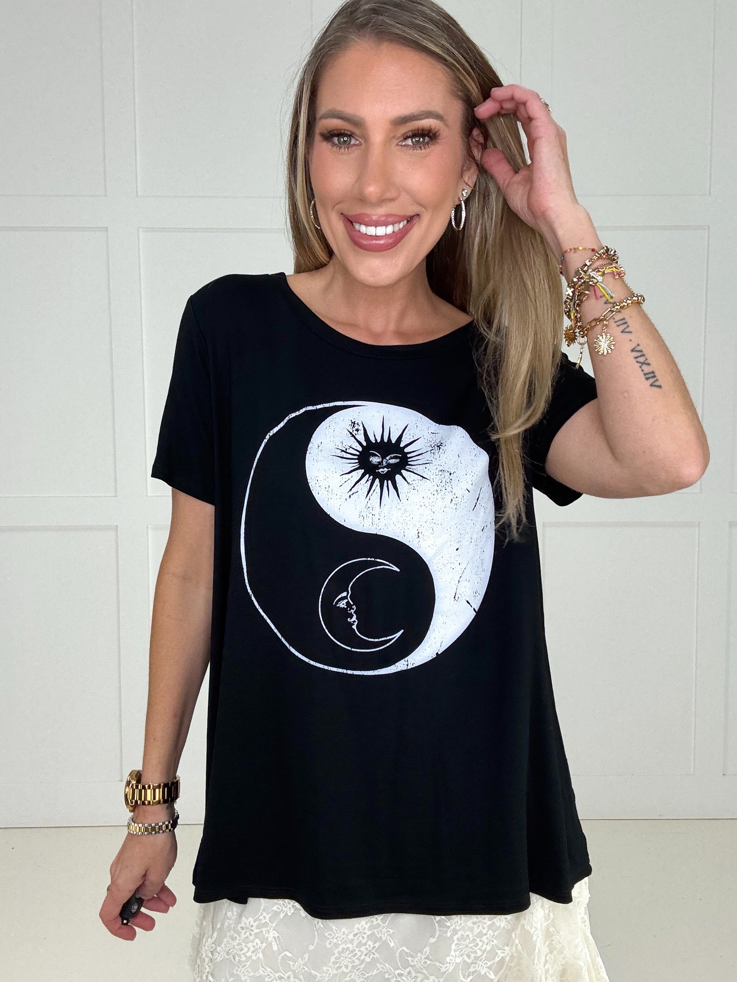 Celestial Yin Yang Graphic Tee-100 Short Sleeves- Simply Simpson's Boutique is a Women's Online Fashion Boutique Located in Jupiter, Florida