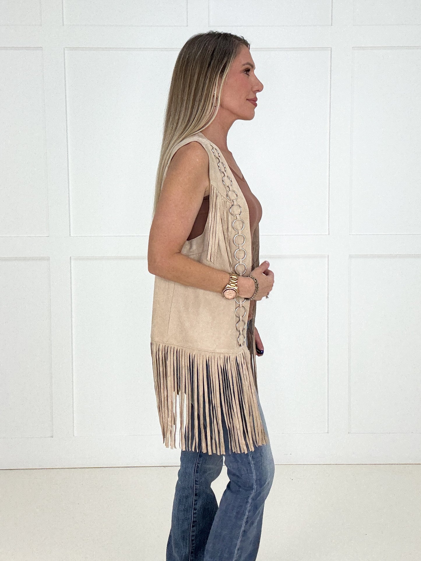 Cream Desert Dusk Fringe Vest-120 Sleeveless- Simply Simpson's Boutique is a Women's Online Fashion Boutique Located in Jupiter, Florida