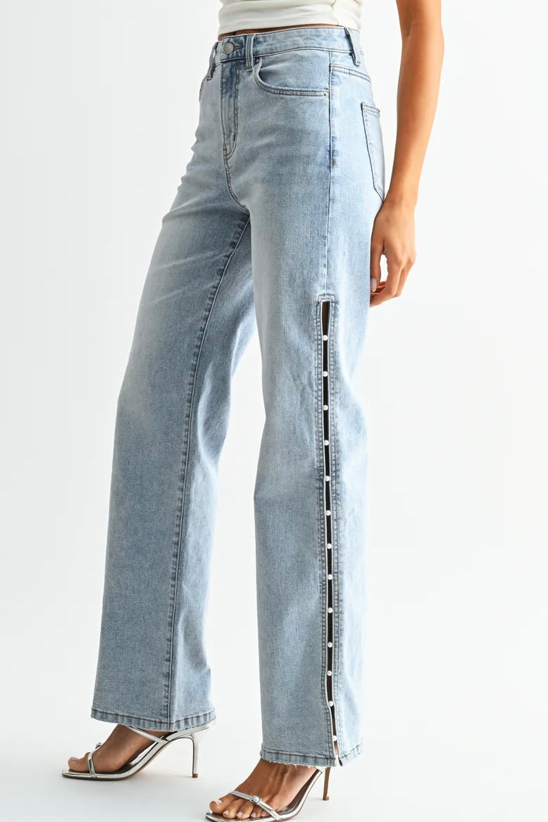 Mica Pearl Perfection Wide Leg Jeans