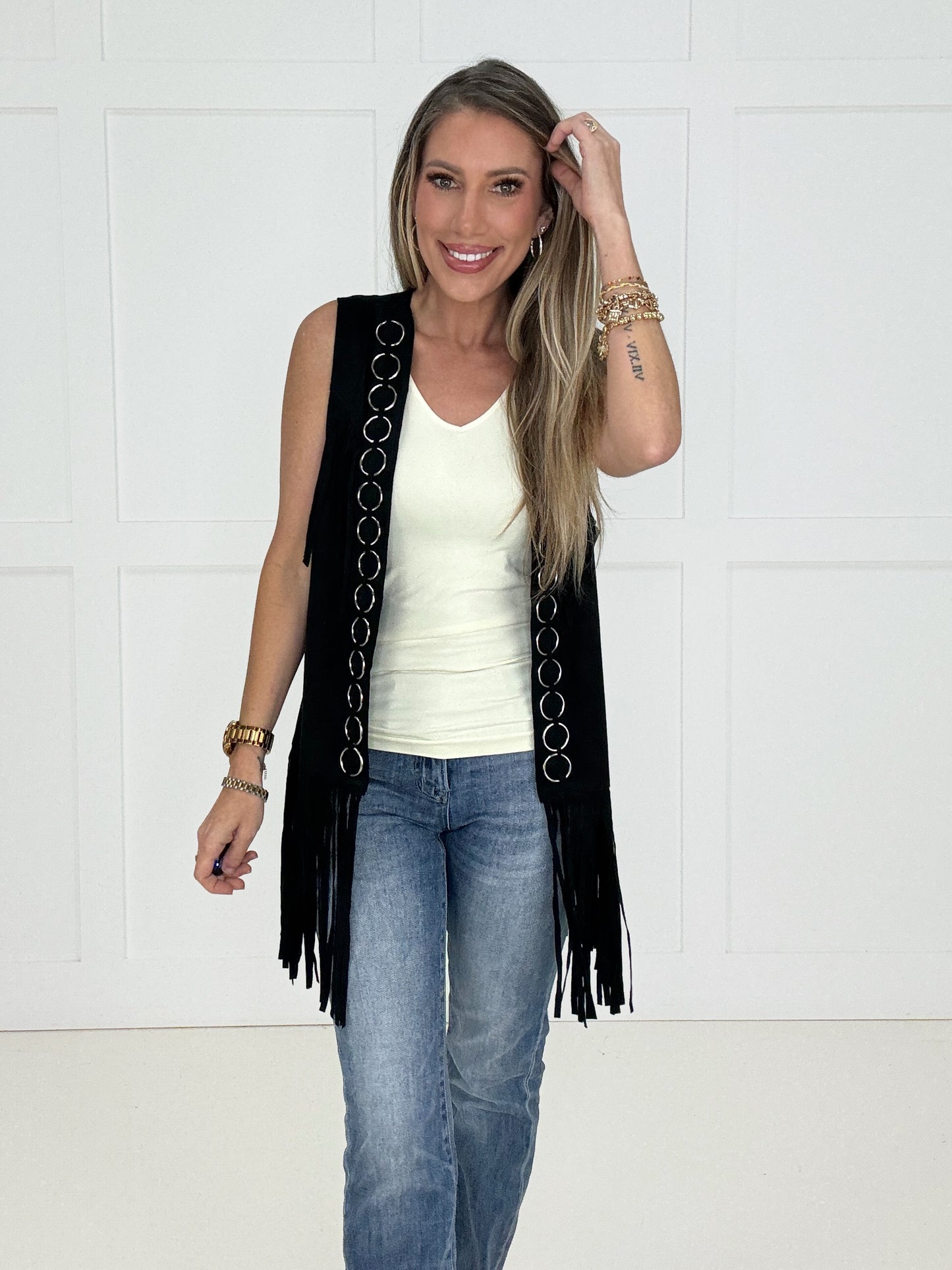 Black Desert Dusk Fringe Vest-120 Sleeveless- Simply Simpson's Boutique is a Women's Online Fashion Boutique Located in Jupiter, Florida