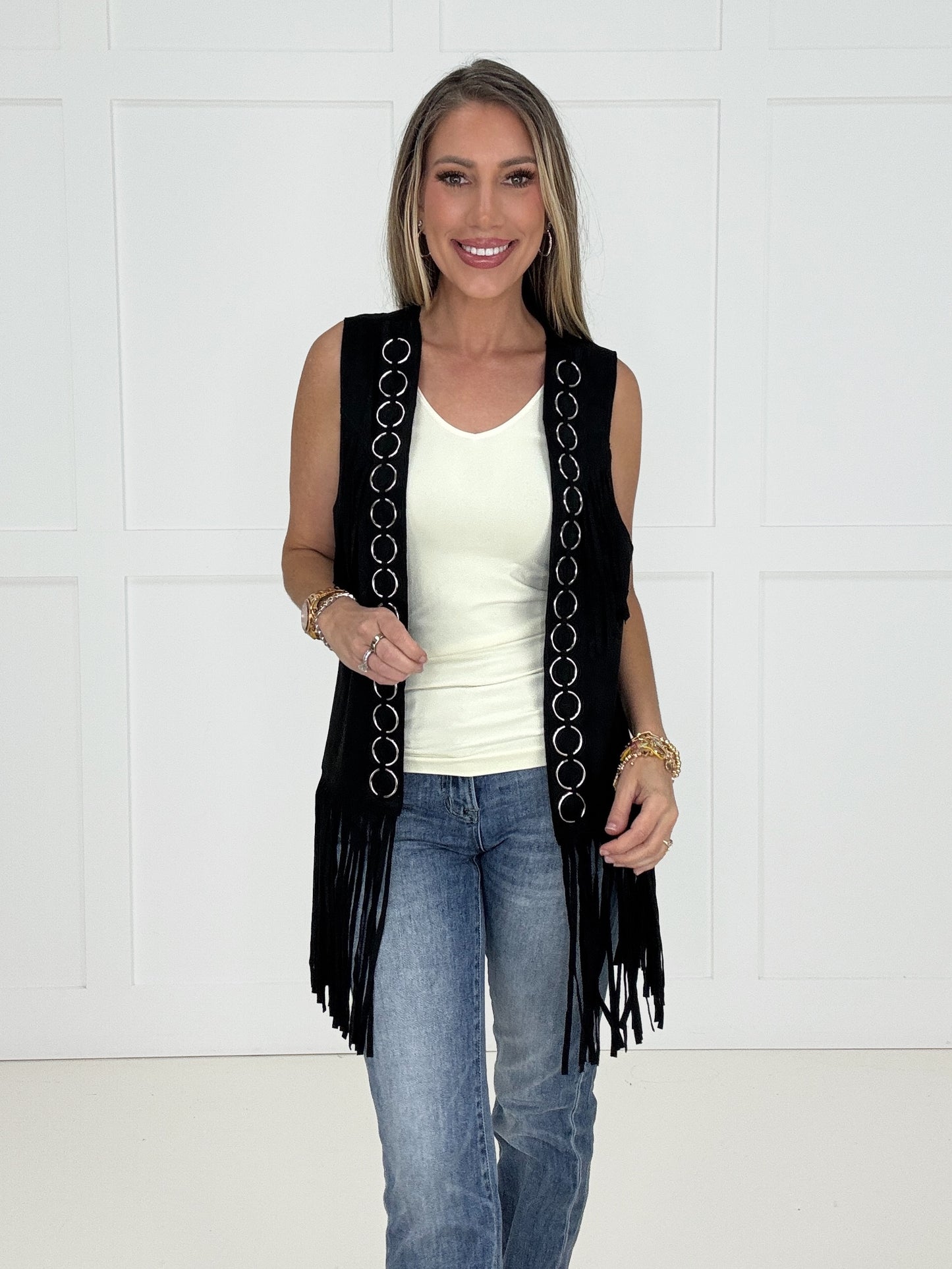 Black Desert Dusk Fringe Vest-120 Sleeveless- Simply Simpson's Boutique is a Women's Online Fashion Boutique Located in Jupiter, Florida