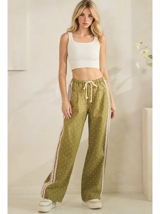 Veveret Olive You Forever Polka Dot Pants