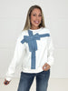Dottie Denim Bow Sweatshirt-160 Sweatshirts- Simply Simpson's Boutique is a Women's Online Fashion Boutique Located in Jupiter, Florida