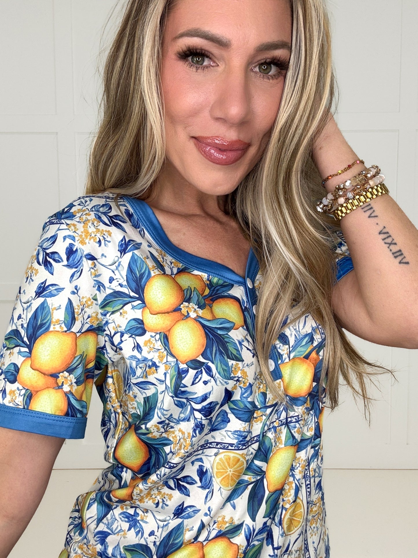 PREORDER Shirley & Stone Lovely Lemons Pajamas-220 Lounge wear/Pajamas- Simply Simpson's Boutique is a Women's Online Fashion Boutique Located in Jupiter, Florida