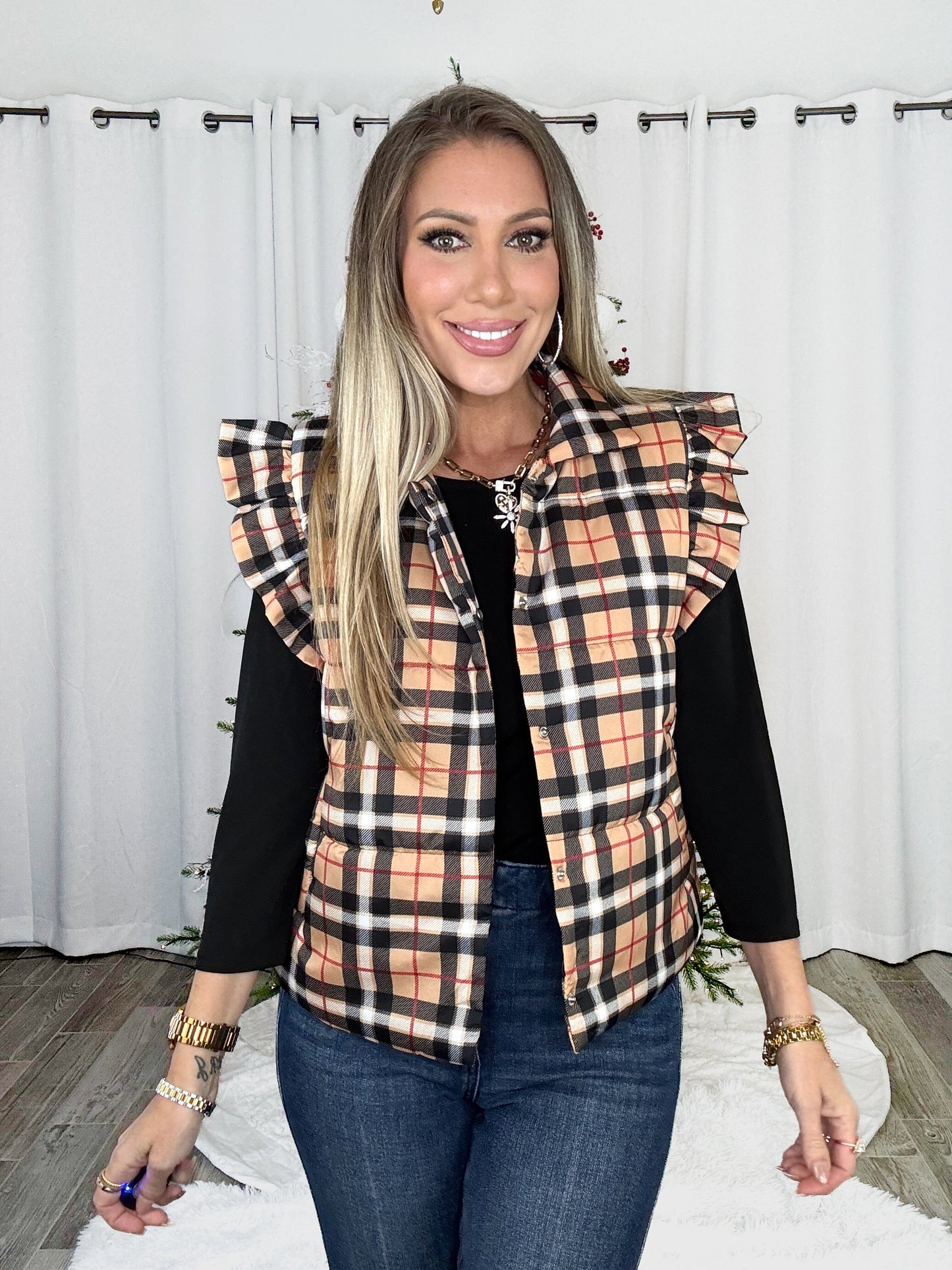 Park Ave Plaid Puffer Vest-180 Outerwear- Simply Simpson's Boutique is a Women's Online Fashion Boutique Located in Jupiter, Florida