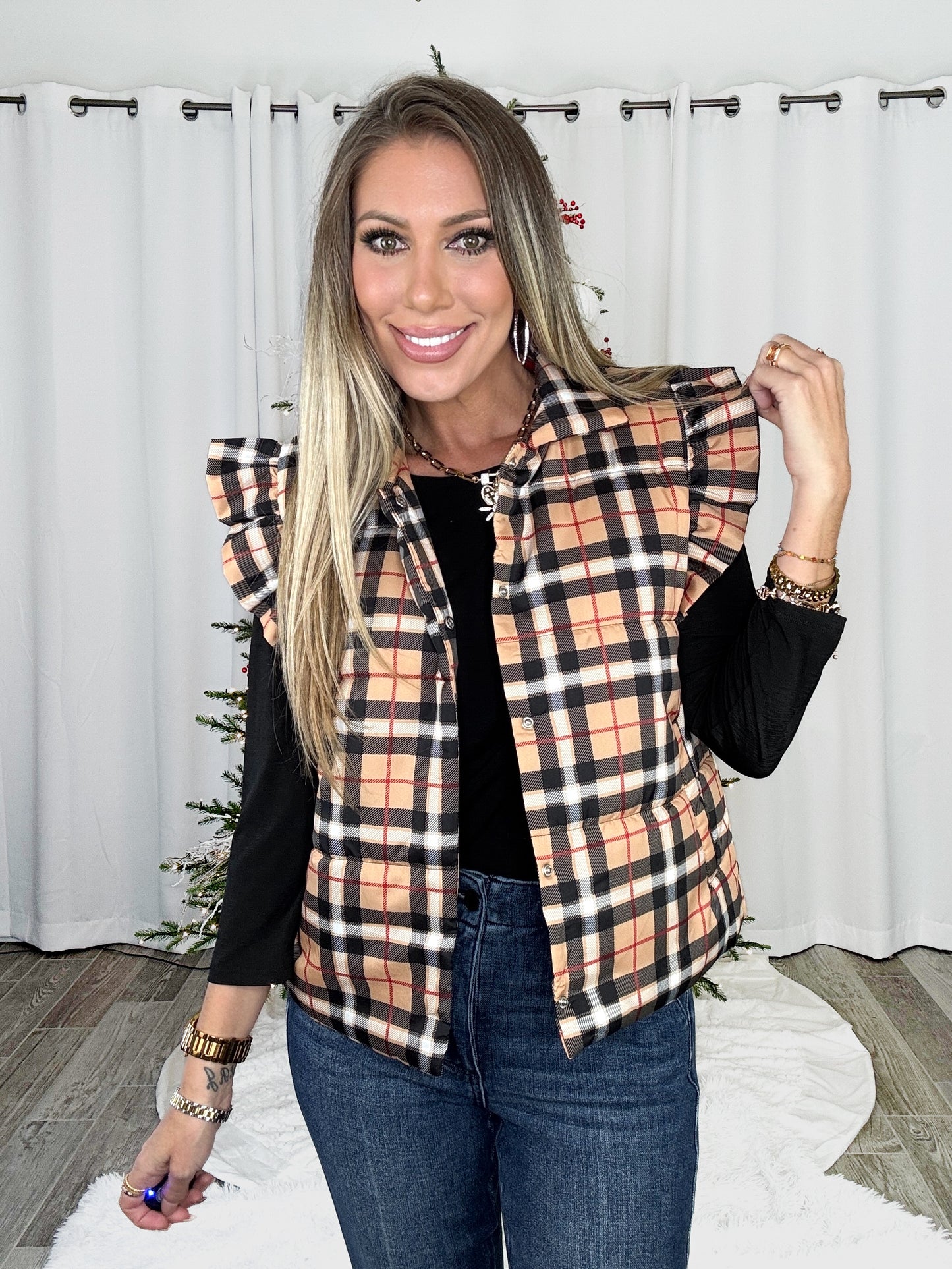 Park Ave Plaid Puffer Vest-180 Outerwear- Simply Simpson's Boutique is a Women's Online Fashion Boutique Located in Jupiter, Florida