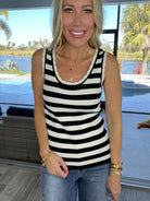 Scalloped Sunshine Striped Tank-120 Sleeveless- Simply Simpson's Boutique is a Women's Online Fashion Boutique Located in Jupiter, Florida