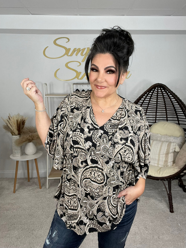 Dear Scarlett Taupe Paisley Dreamer-110 Long Sleeves- Simply Simpson's Boutique is a Women's Online Fashion Boutique Located in Jupiter, Florida