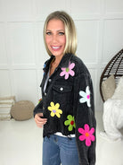 Neon Flower Corduroy Jacket-180 Outerwear- Simply Simpson's Boutique is a Women's Online Fashion Boutique Located in Jupiter, Florida