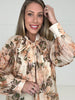 Peach Blossom & Bow Blouse