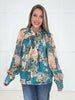 Turquoise Blossom & Bow Blouse