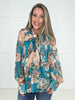 Turquoise Blossom & Bow Blouse