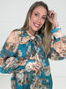 Turquoise Blossom & Bow Blouse