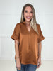 Copper Glam Satin V-Neck Blouse