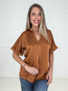 Copper Glam Satin V-Neck Blouse