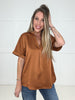 Copper Glam Satin V-Neck Blouse