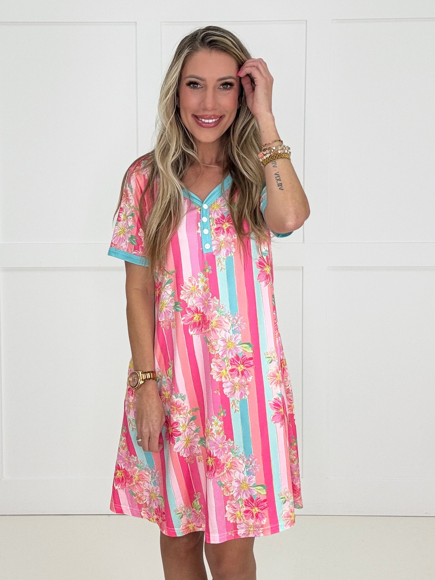 PREORDER Shirley & Stone Striped Floral Pajamas-220 Lounge wear/Pajamas- Simply Simpson's Boutique is a Women's Online Fashion Boutique Located in Jupiter, Florida