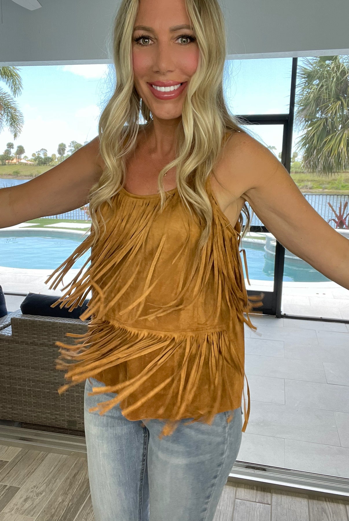 Cowboy Glam Fringe Tank-130 Cami's/Bralettes/Bodysuits- Simply Simpson's Boutique is a Women's Online Fashion Boutique Located in Jupiter, Florida