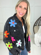 Neon Flower Corduroy Jacket-180 Outerwear- Simply Simpson's Boutique is a Women's Online Fashion Boutique Located in Jupiter, Florida