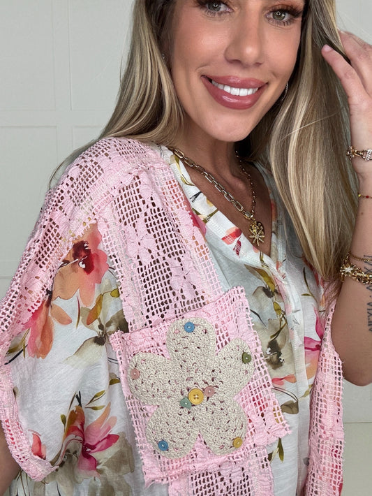 POL Blush Bloom Top-100 Short Sleeves- Simply Simpson's Boutique is a Women's Online Fashion Boutique Located in Jupiter, Florida