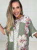 POL Sage Floral Patch Top-100 Short Sleeves- Simply Simpson's Boutique is a Women's Online Fashion Boutique Located in Jupiter, Florida