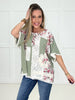 POL Sage Floral Patch Top-100 Short Sleeves- Simply Simpson's Boutique is a Women's Online Fashion Boutique Located in Jupiter, Florida