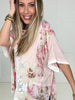 POL Pink Floral Patch Top-100 Short Sleeves- Simply Simpson's Boutique is a Women's Online Fashion Boutique Located in Jupiter, Florida